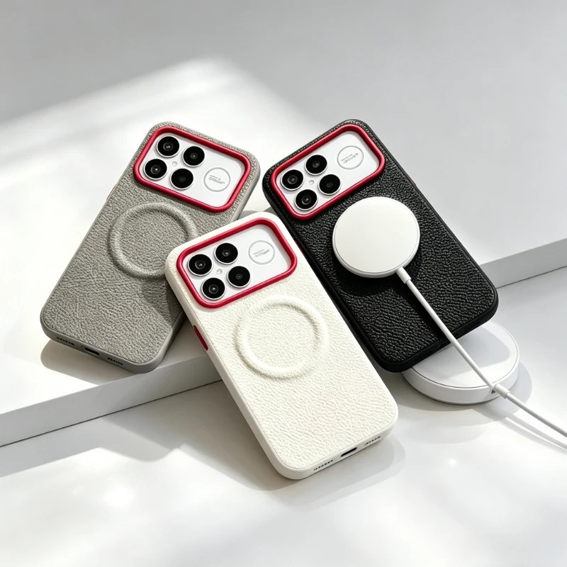 Luxury Lychee-pattern Magnetic Leather Phone Case for Poco F9 F8 Ultra F9 F8 Pro X8 Pro Max for Magsafe Wireless Charging Case