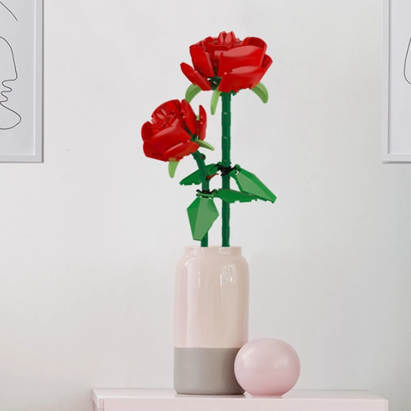 Bausteine Rose Zusammengebauter Blumenstrauß Baustein Blumenstrauß Ornamente Valentinstag Geburtstag Für Freundin Modell Spielzeug