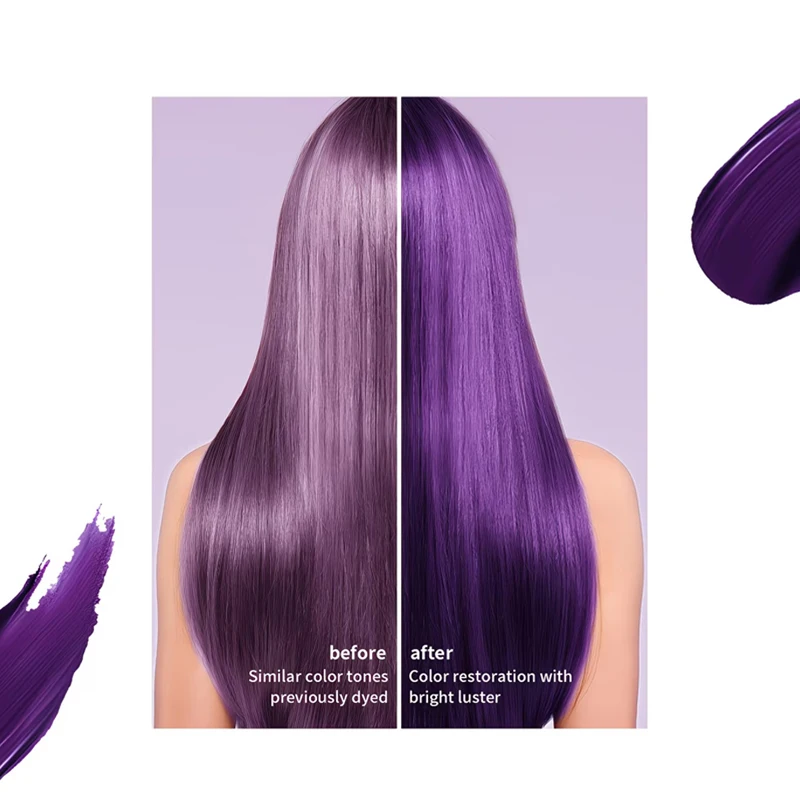 Traubenlila Farbfixierende Haarmaske, speziell für gefärbtes Haar entwickelt, revitalisiert die Haarfarbe und stellt den Glanz wieder her. Semi-permanenter roter Haarfärbemittel-Conditioner, spendet intensive Feuchtigk – Detail 3