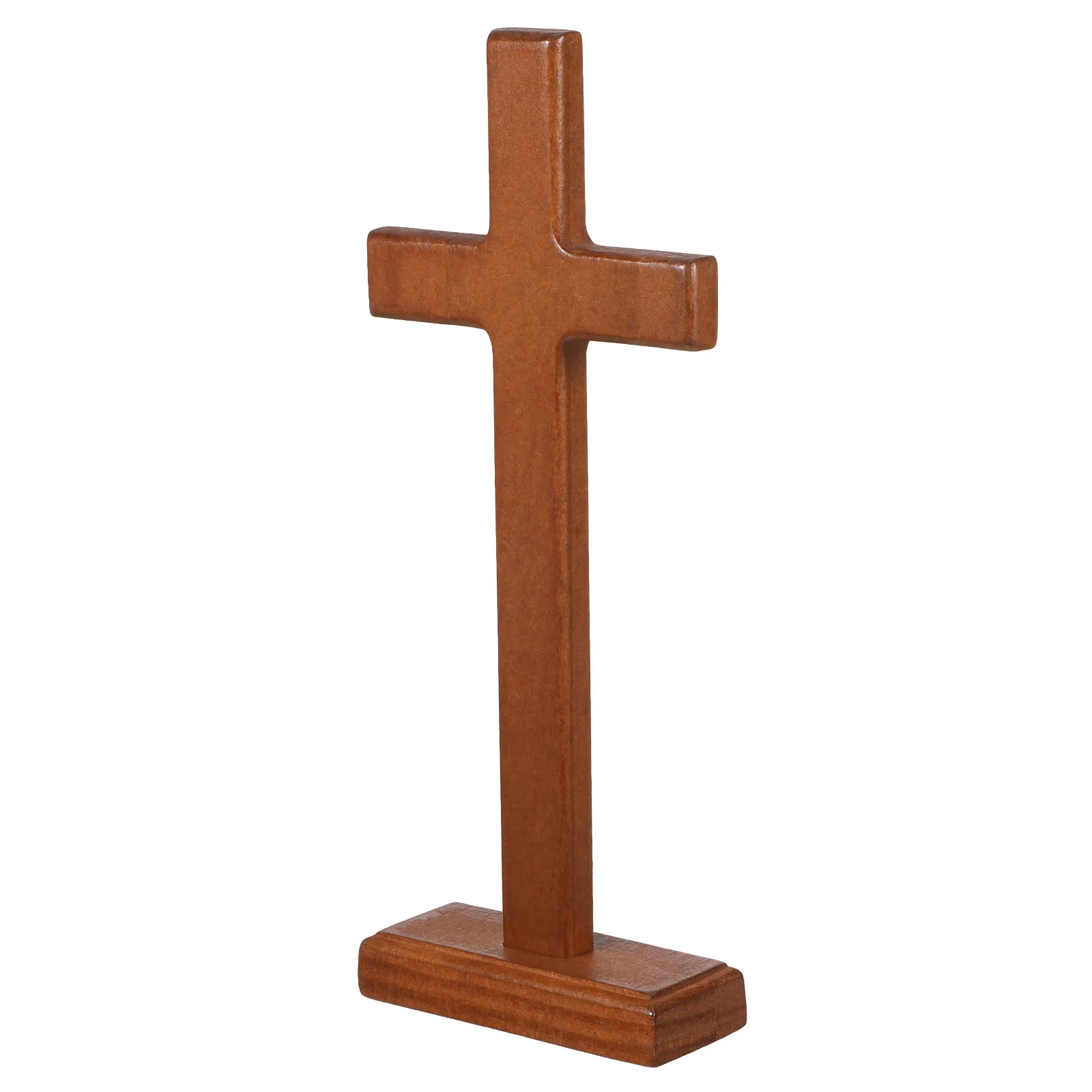 Wooden Standing Cross 22Cm Beechwood Religious Decor Tabletop Christian Cross Statue for Home Office Church Spiritual Growth