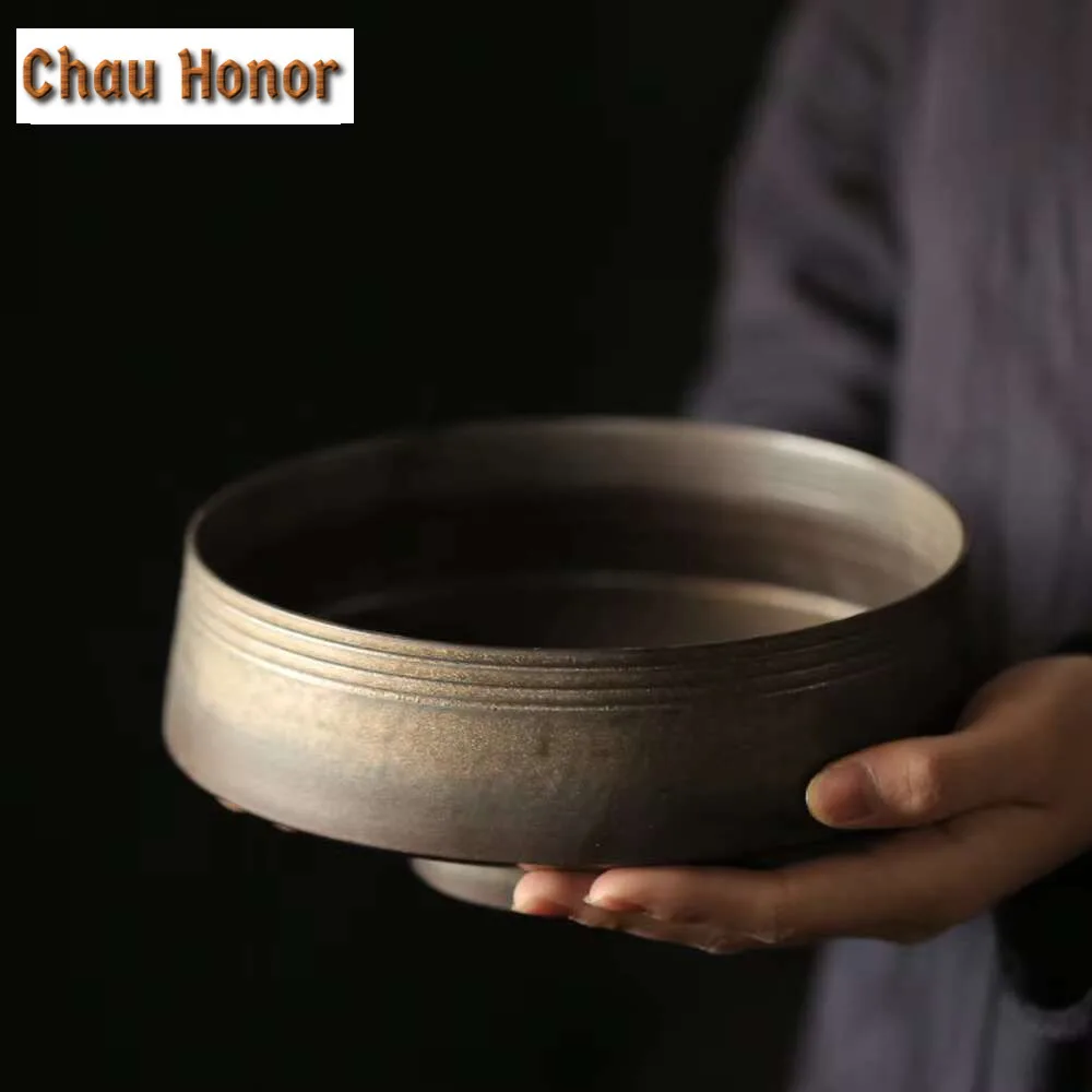1000ml Handmade Iron Rust Glazed Jianshui Creative Tea Wash Writing-brush Washer Tea Residue Barrel Chaxi Supplies Ornaments