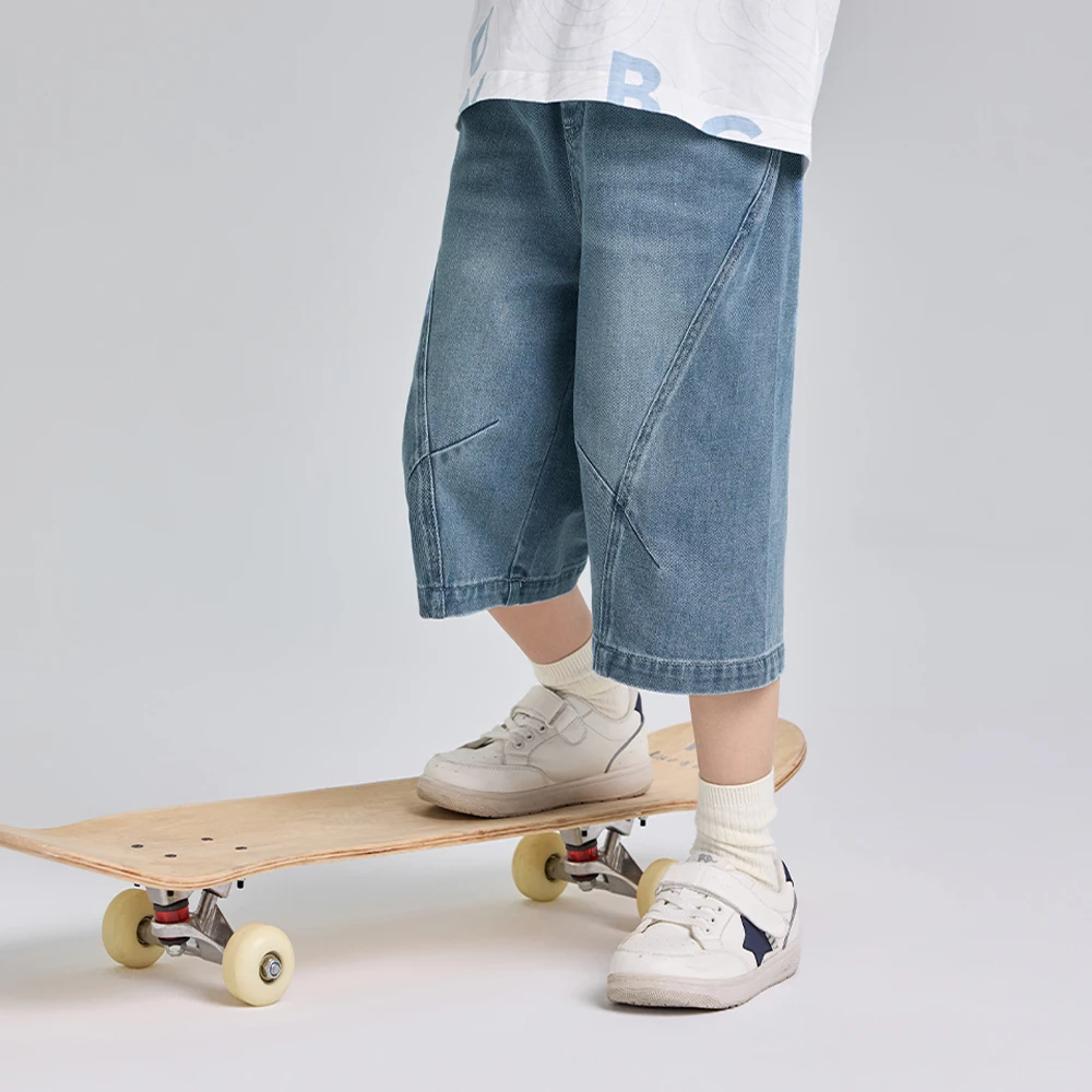 Dave Bella Boys Wide Leg Jeans Shorts 7-13 Years Summer Jeans Children Cowboy Pants Casual Loose Outdoor DK2262376