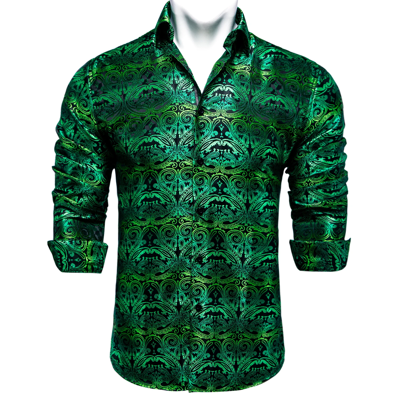 Unique Design Paisley Men Shirts Green Blue camisa masculina Four Season Long Sleeves Blouse for Man Accessories Birthday Gifts