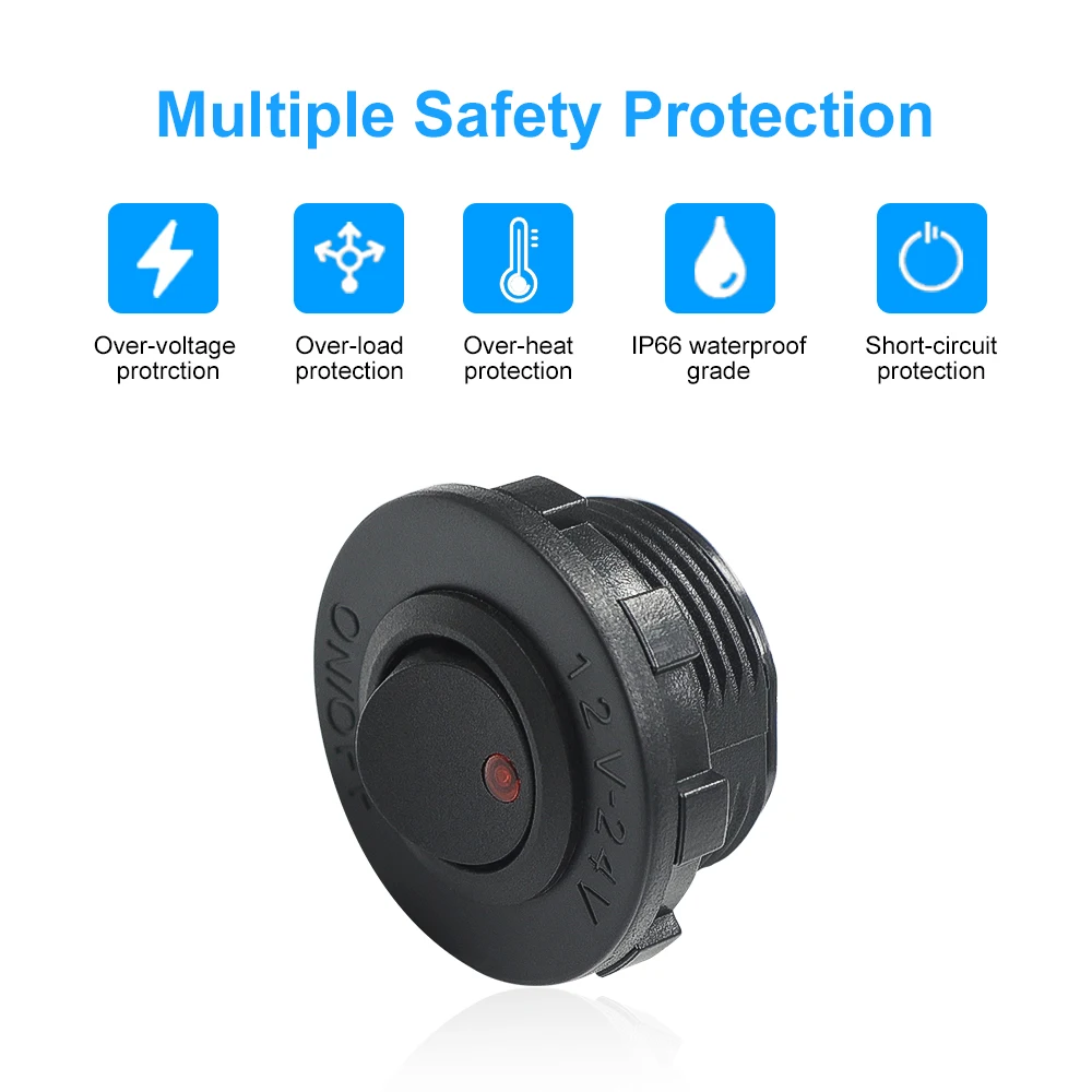 ON/OFF Round Rocker Toggle LED Switch 3 Pin 12V 20A Car Dashboard Dash Boat Truck Push Button Switchs Socket Car Accessories