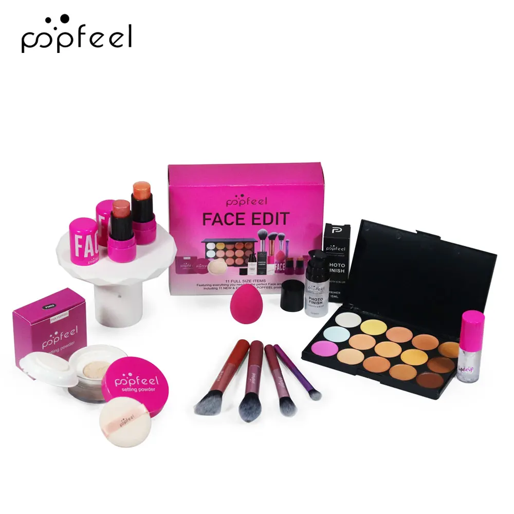 POPFEEL Natal tudo em um kit de maquiagem sombra em pó lipgloss lipoil, presente de dia dos namorados para meninas e mulheres