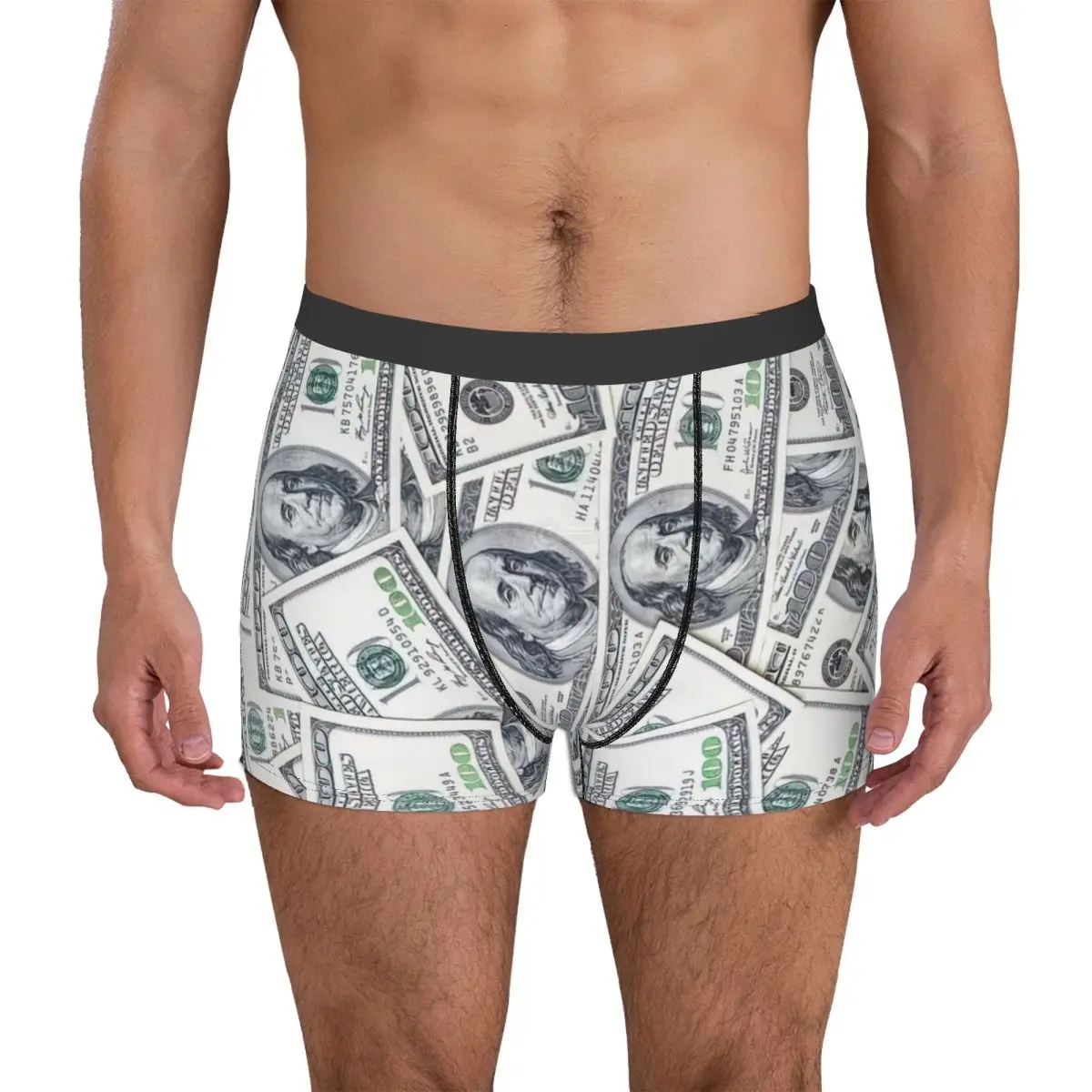 Dollar Underpants Breathbale Panties Male Underwear Print Shorts Boxer Briefs