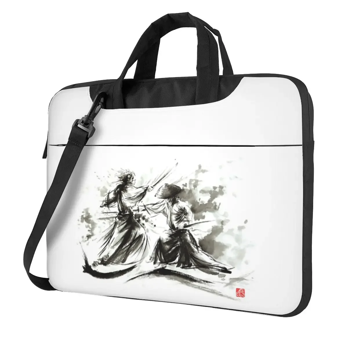 Samurai Sword Bushido Katana Martial Arts Budo Sumi-e Crossbody Laptop Bag Case Computer Bag 13 14 15.6 Inch Notebook Pouch