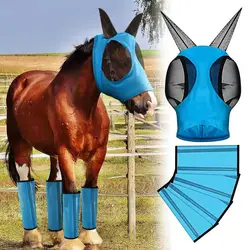 Mesh horse fly boots masks kit Horse boot leg covers horse fly masks Horse Legs Guard Adjustable Design Horse Training Protector