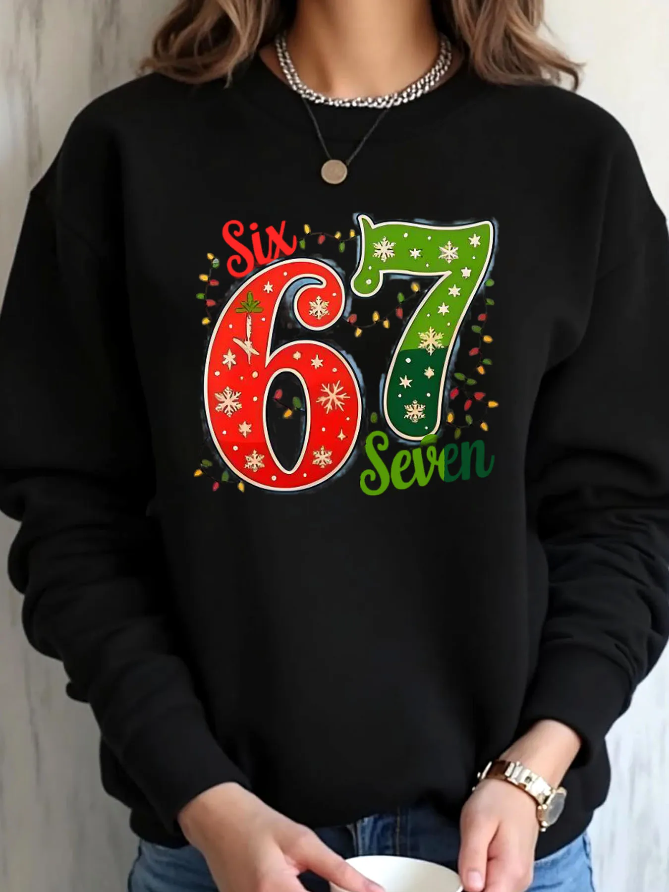 

Женская толстовка больших размеров, Рождество 67, шесть семи праздников, уличная одежда с принтом
