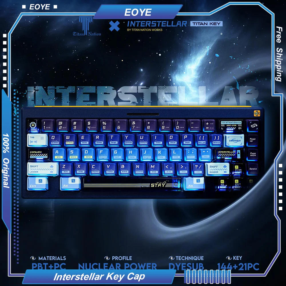 Interstellar Travel Original Profile Keycaps 144 Keys Nuclear Power Height PC Transparent Heat Sublimation PBT Keyboard Caps DIY