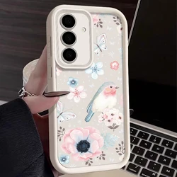 Butterfly Flowers Case For Samsung Galaxy S24 S23 S22 Ultra Plus S21 S24 FE A55 A54 A34 A15 A14 A35 A52 A53 A25 5G Soft Cover