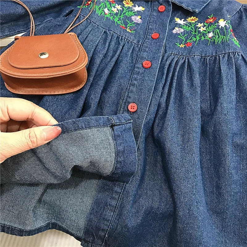 Girls' Dress Spring New Children's Princess Dress Baby Girl Denim Dress Stylish Spring and Autumn Dress Children's Clothing