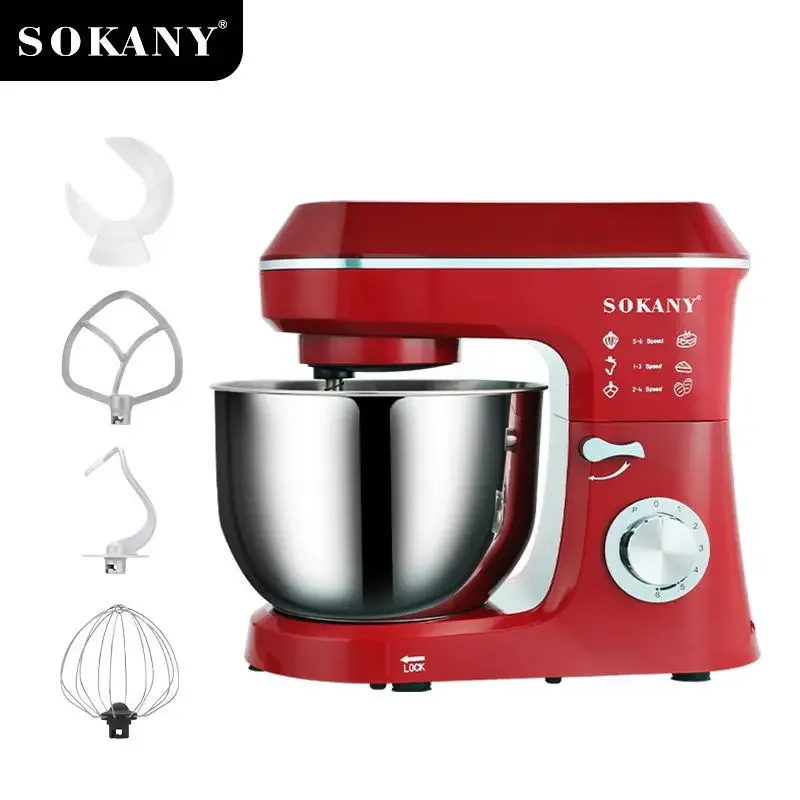 Houselin Kitchen in Stand Mixer,6.2L Electric Food Mixer,6 Speeds Mixer for Daily Use with Egg Whisk,Dough Hook,Flat Beater(Red)