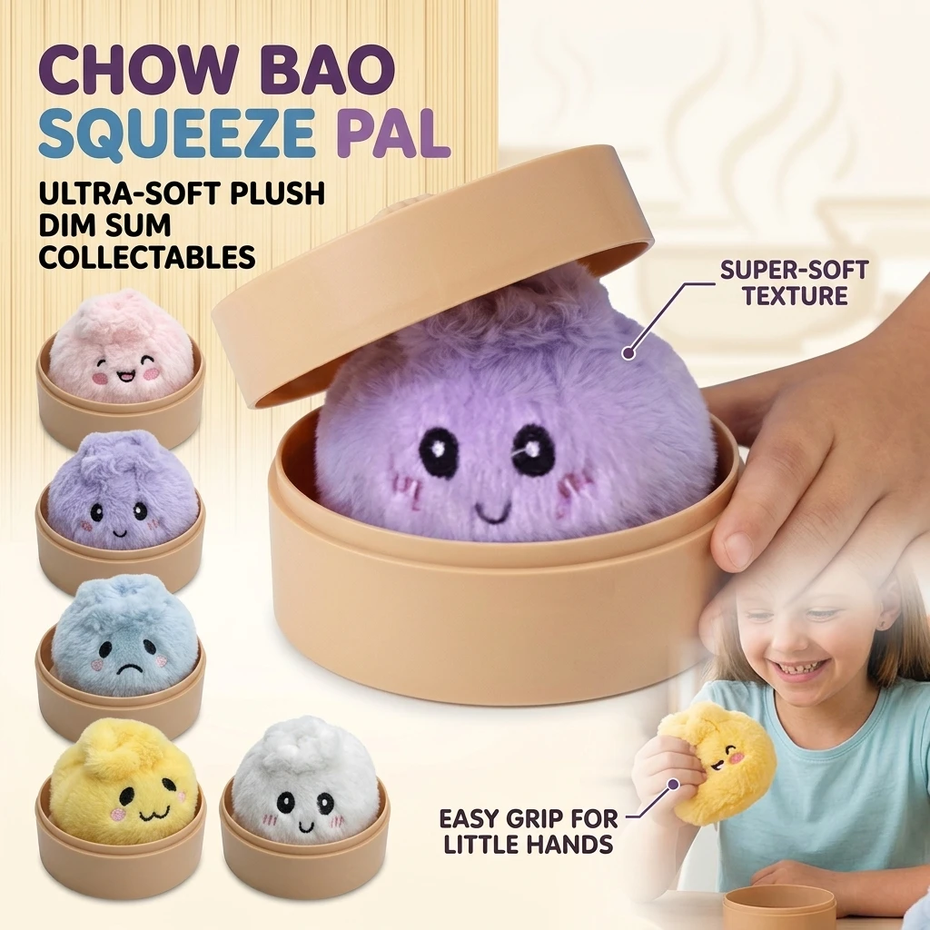 Cute Xiaolongbao Plush Doll Music Keychain Toy Decompression Kneading Blind Box Decoration Gift Soft Cuddly Plushie with Soothin