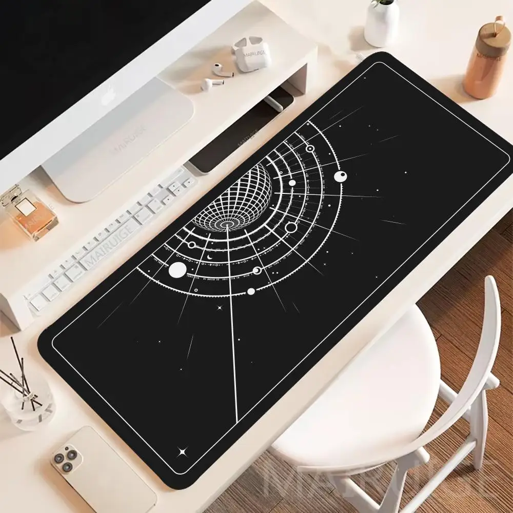 Tappetino per mouse artistico a semicerchio Tappetino per mouse grande da gioco antiscivolo con bordo cucito Accessorio da scrivania Tappetino per mouse estetico XXL Tappetino per tablet per laptop Tappetino per PC