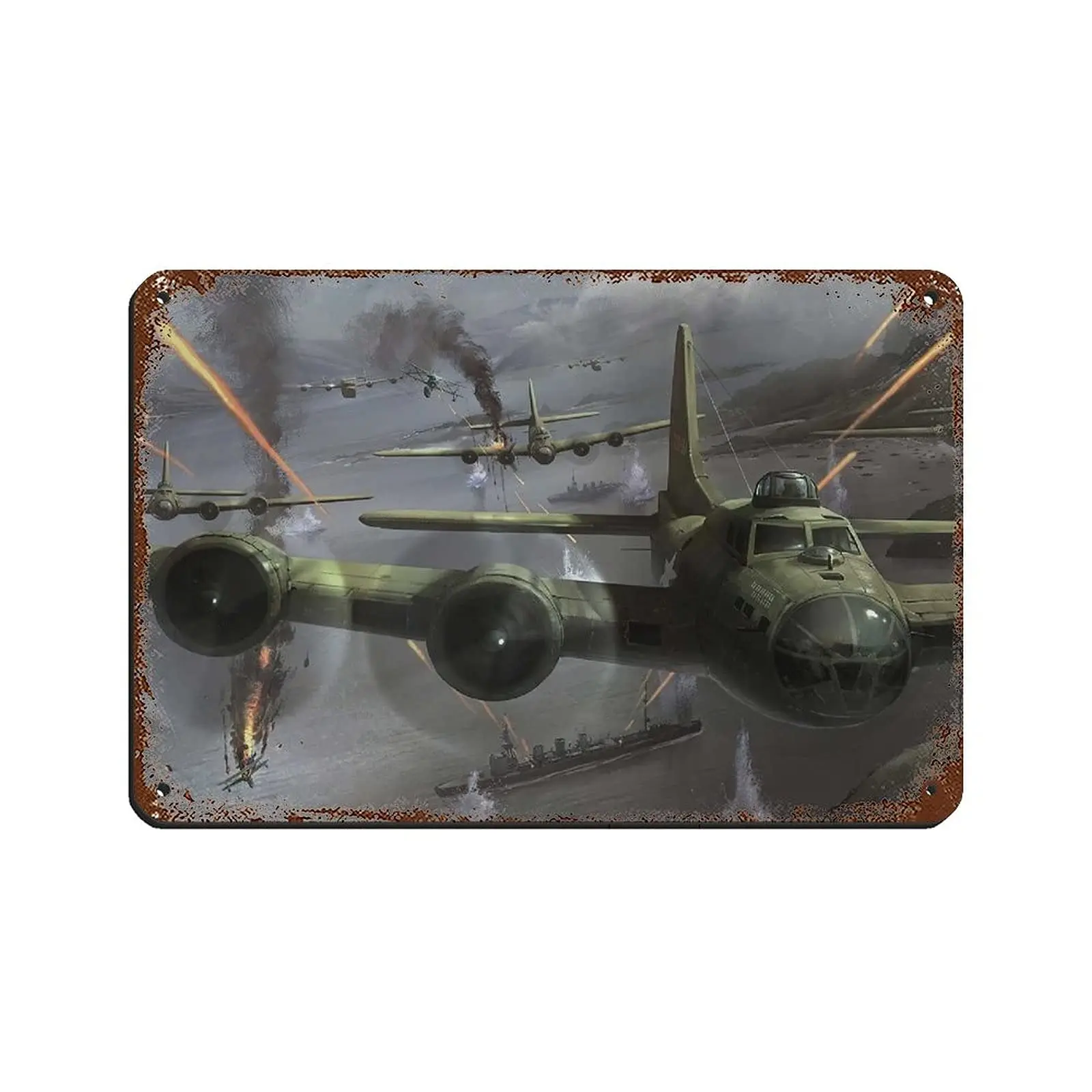 Jierbi B17 Flying Fortress Airplane Rust Tin Sign Retro Poster Metal Tin Sign Chic Art Retro Iron Painting Bar People Cave Cafe