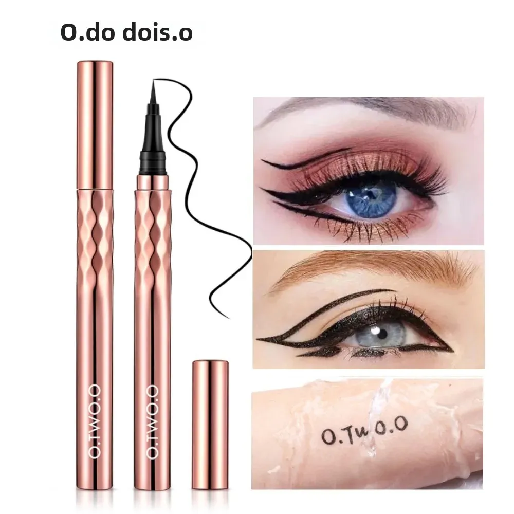 O.TWO.O Lápis delineador preto de linha fina, fácil de desenhar, à prova d'água, caneta delineadora líquida de longa duração e secagem rápida