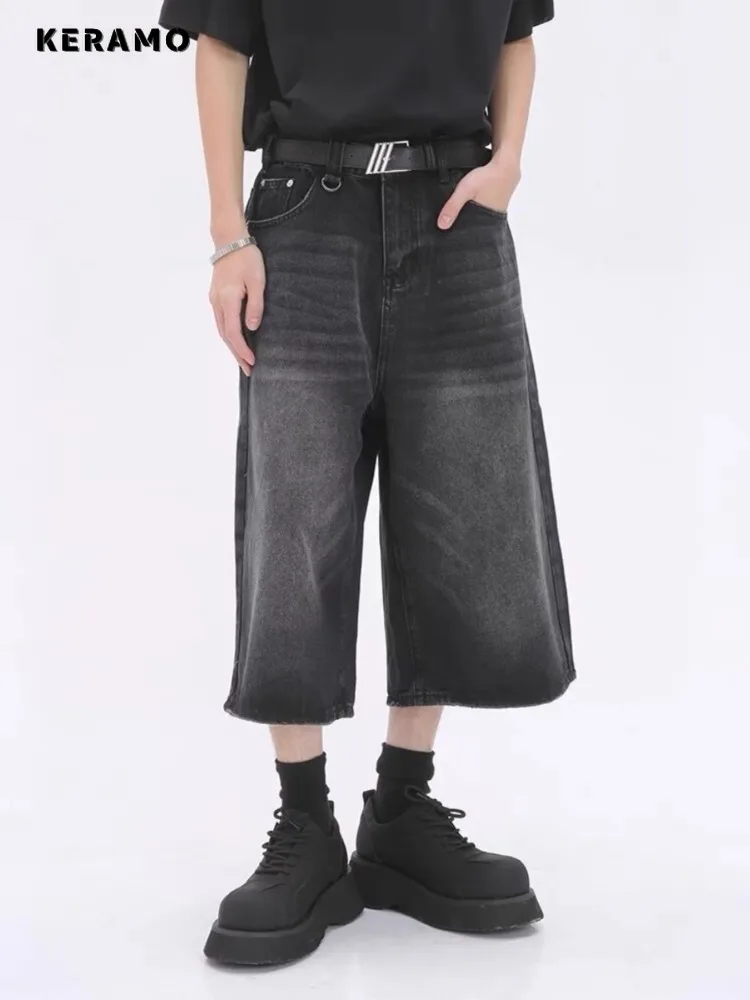 

American Vintage High Waist Straight Shorts Women's High Street Style Casual 2000s Shorts Baggy Y2K Wide Leg Grunge Denim Shorts