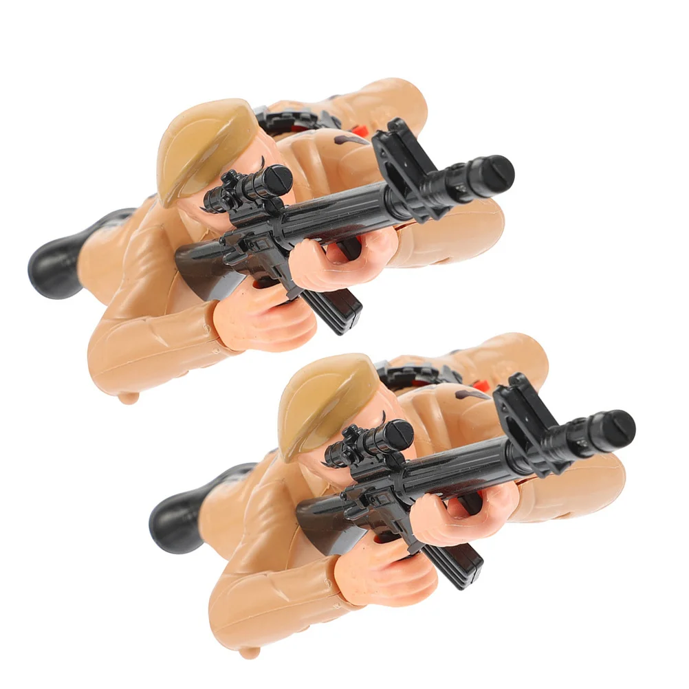 2 pçs rastejando soldado do exército elétrico para meninos crianças interativos soldados de plástico figuras durável rastejando brinquedo