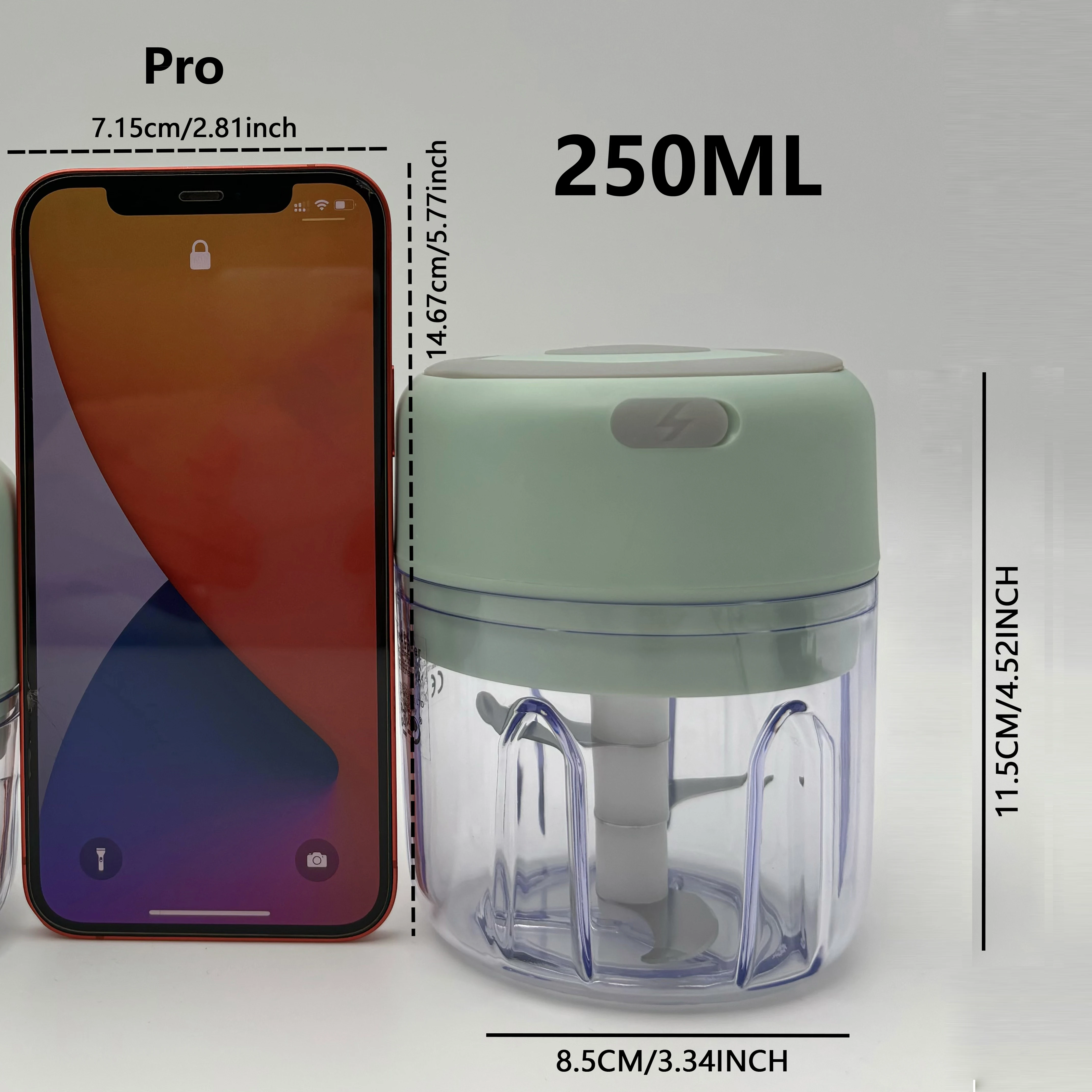 مفرمة طعام كهربائية (250 مل)، 3 شفرات للتقطيع والطحن والتقطيع والخفق 30 وات