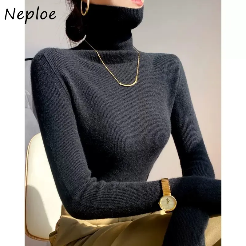 Neploe golf damski z długim rękawem Pull Femme Slim Jersey Mujer swetry jesienno-zimowa odzież damska sweter z dzianiny