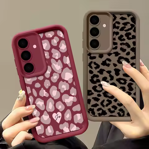 For Samsung Galaxy S25 Ultra Case A56 5G A55 A54 A36 A35 A34 A26 A25 A16 A15 A14 S20 S21 FE S22 S23 S24 Ultra Capa Leopard Print
