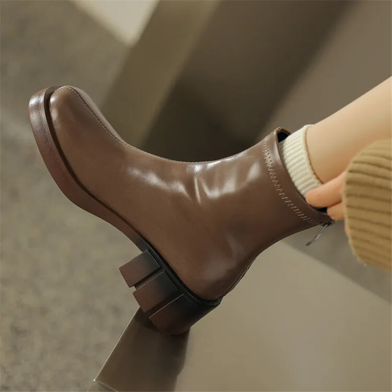 

2023 New Autumn/Winter Women Boots Round Toe Chunky Heel Boots Shoes for Women Platform Boots High Heel Short Boots Handmade