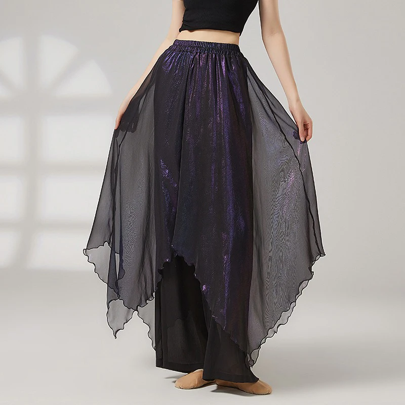 Costume de danse classique-pantalon double couche fluide, robe de performance ample, pantalon jupe à