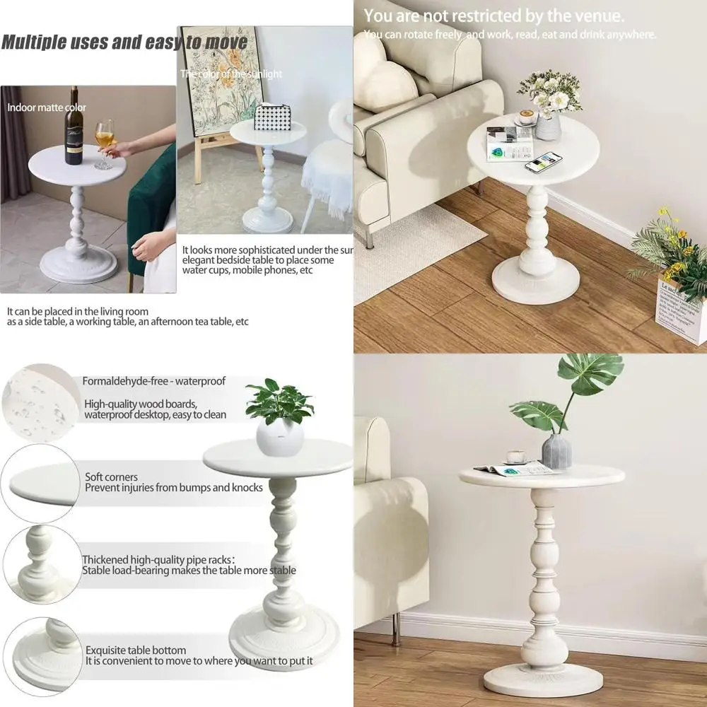 

Компактный белый металлический приставной столик, идеально подходит для гостиной и спальни, портативный мини-столик для кофе, 20.47H x 13.77W