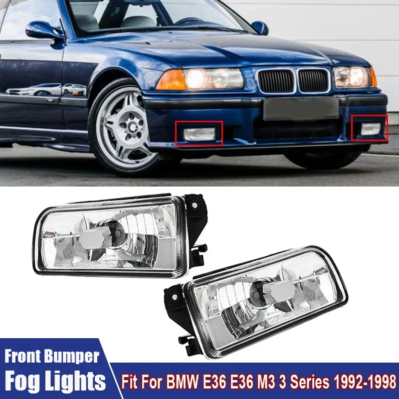 2Pcs/Pair Car Front Bumper Fog Lights Lense Housing Fit For BMW E36 E36 M3 3 Series 1992-1998 Car Accessories Signal Lamp Covers