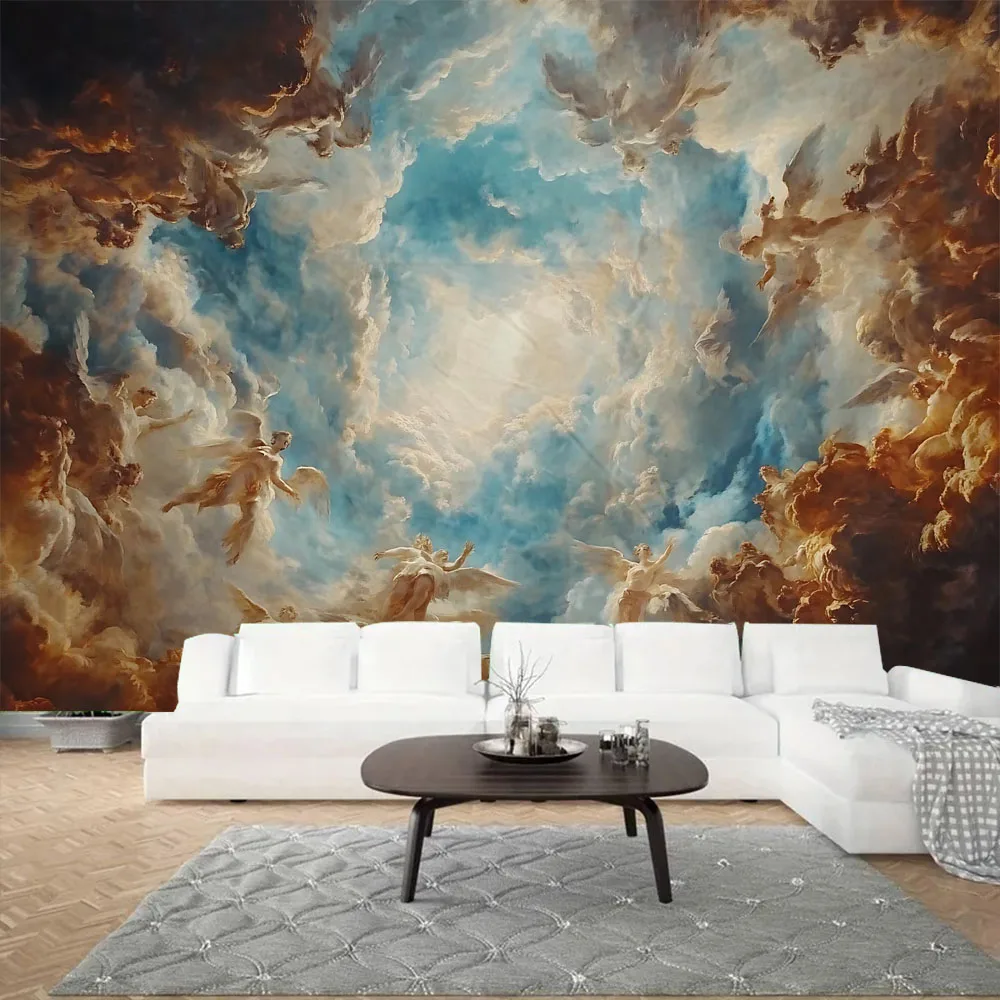 

Vintage Sky Figure Tapestry European Church Ceiling Wall Hanging Living Room Background Poster Home Dormitory Studio Decoration