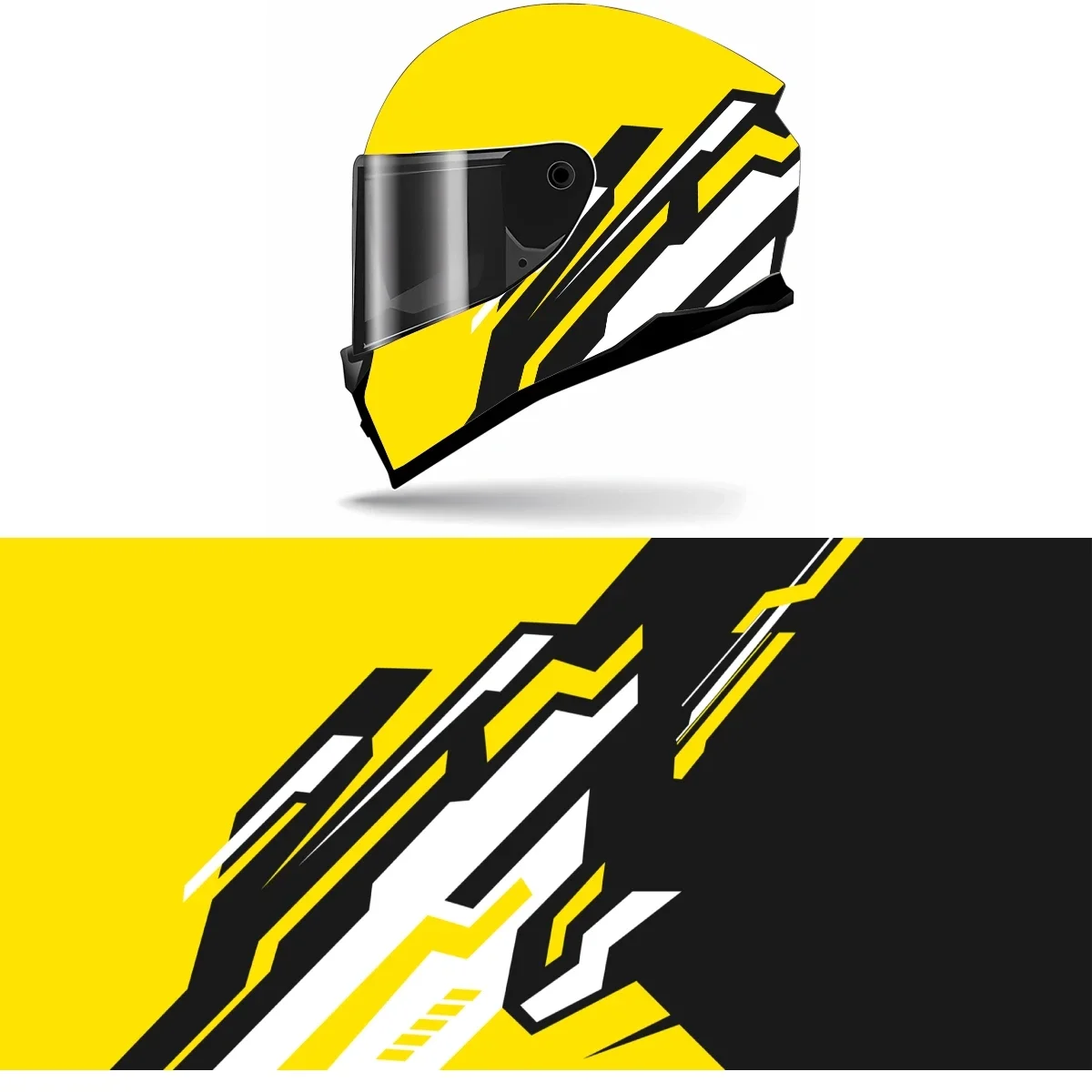 Abstract Black and Yellow Full Helmet Wrap Sticker Motorcycle Helmet Racing Graphic Decal Vinyl Wrap Helmet Decor Sticker