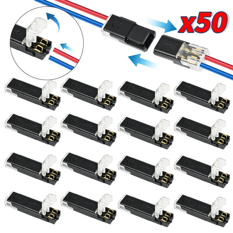 50Pcs Plug in Stripping-free Connector Electrical Docking LED Wire Cable Automotive No Break Lines Terminal Male Female Pairs