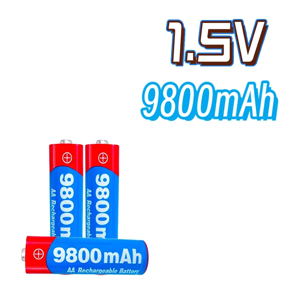 For 100% Original New AA 1.5V 9800mAh 1.5V New Rechargeable AA battery for led light toy Camera Microphone battery