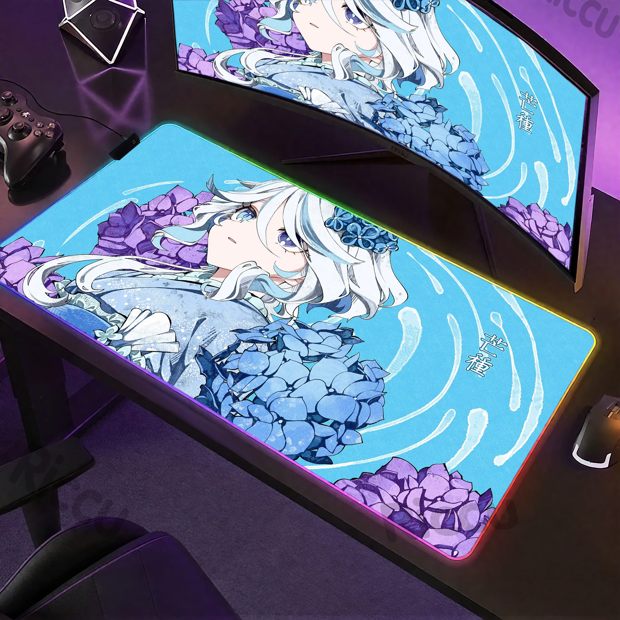 

RGB PC peripherals Anime Game XXL Large Genshin Impact rubber Mouse Pad Non-slip Keyboard LED Mat Mouse pad Office desk cushion