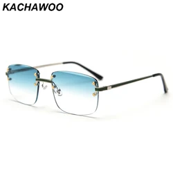 Kachawoo rimless sunglasses square men green blue vintage sun glasses women stylish accessories frame-less European style