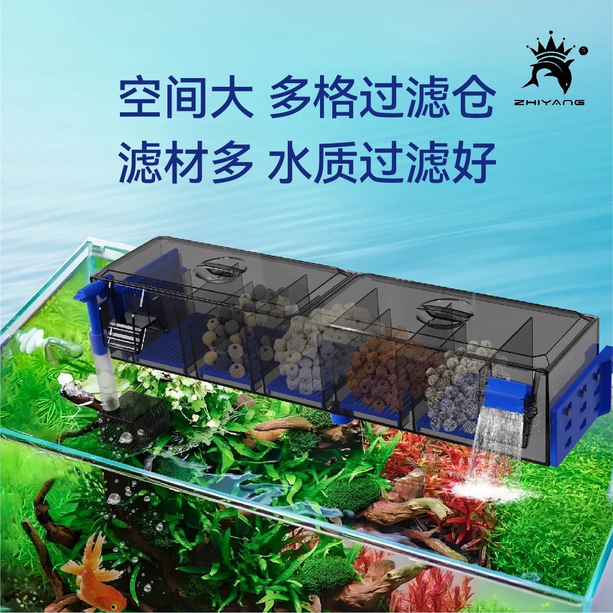 Fish tank, aquarium, drip overflow box, filter box, suspended filter water tank