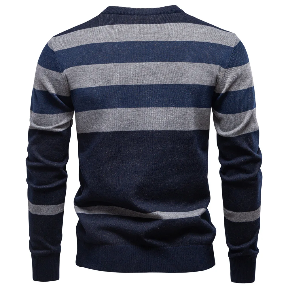 Europeo di Nuovo Modo Autunno Inverno degli uomini O-Collo Manica Lunga Casual Alla Moda Color-codificato Plaid Allentato Maglioni Lavorati a Maglia Maschile Pullover