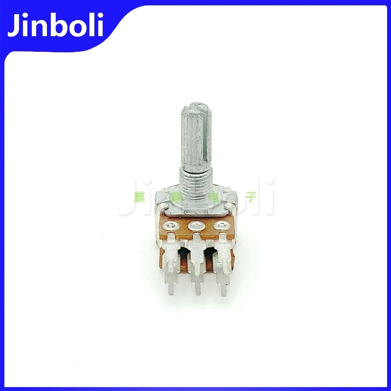 2PCS 16 Type B20K Double 6Pins long-leg Power Amplifier Audio Speaker High And Low Gain Volume Potentiometer Handle Length 20mm