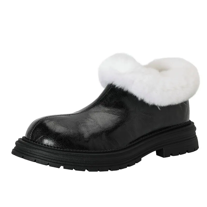 

2025 New Winter Wool Women's Snow Boots Ankle Platform Warm Shoes 100% Leather Women Boots