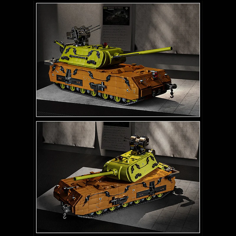 Militaire WW2 3339 Stuks Panzer VIII Maus Super Zware Tank Bouwstenen Technische Duitse Leger Wapens Bricks Onderwijs Speelgoed Gift