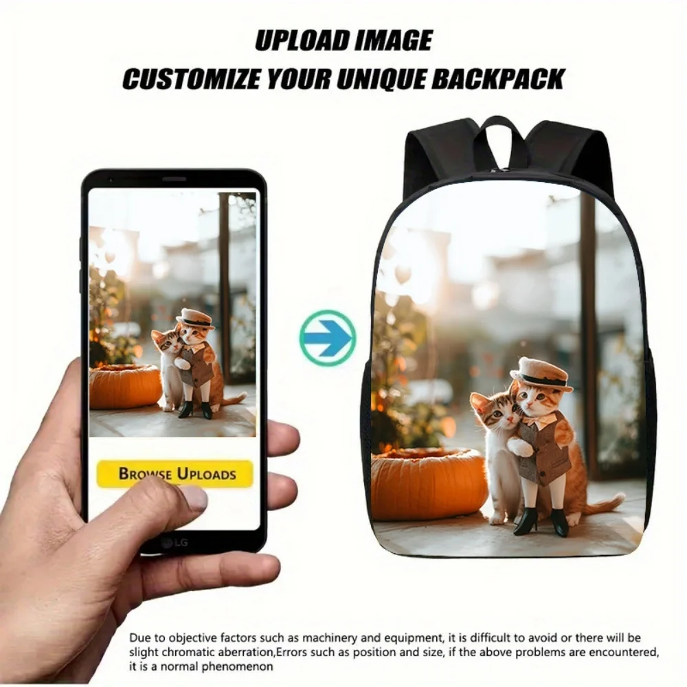 Personalized Custom Photo Backpack Custom Upload Picture Souvenir Gift Bag Anniversary Birthday Travel Casual Daypack Unisex