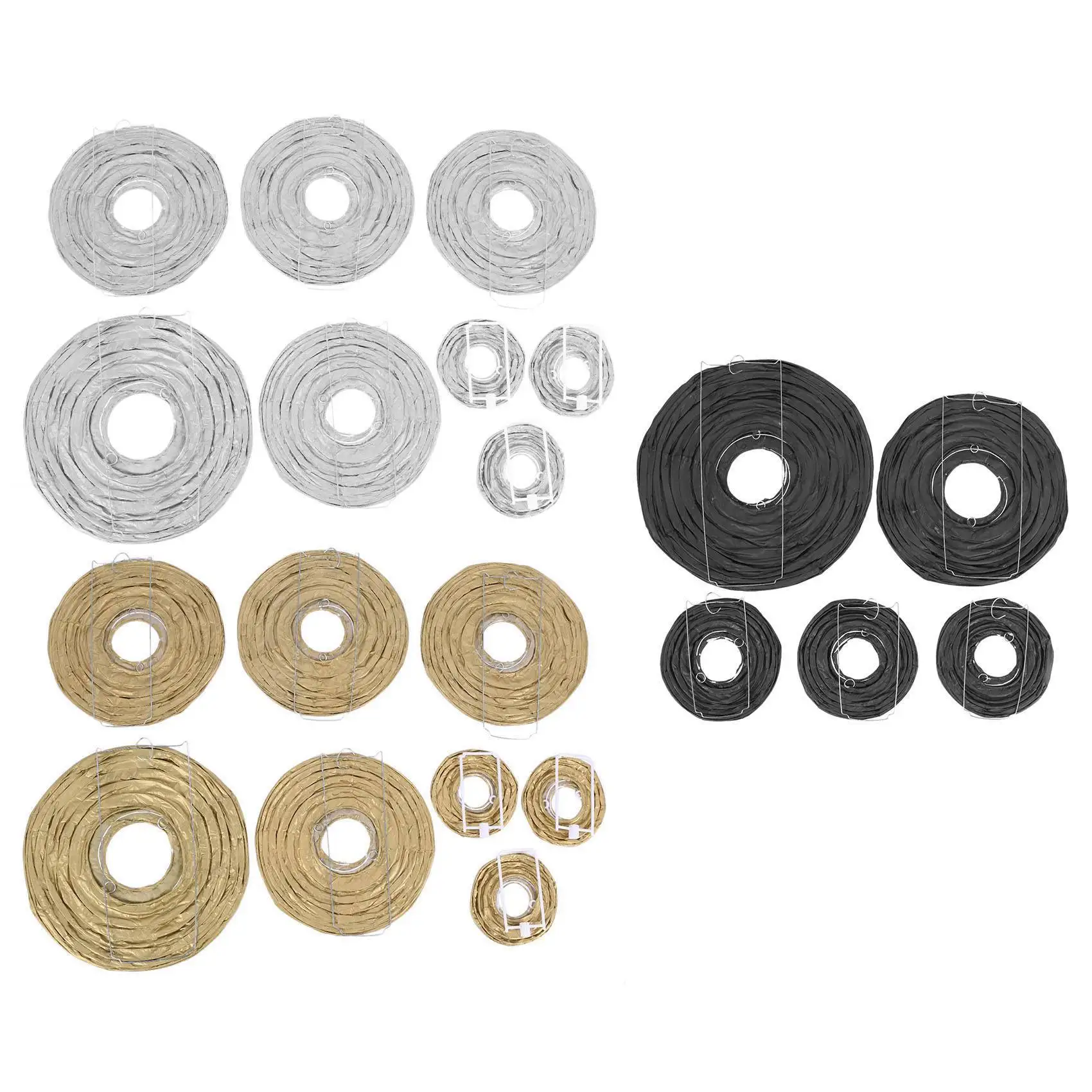 

AB15-Декоративные бумажные фонарики для вечеринок, 40 шт., золотые, белые, черные круглые японские/китайские фонарики, бумага-фонарики для свадебного декора