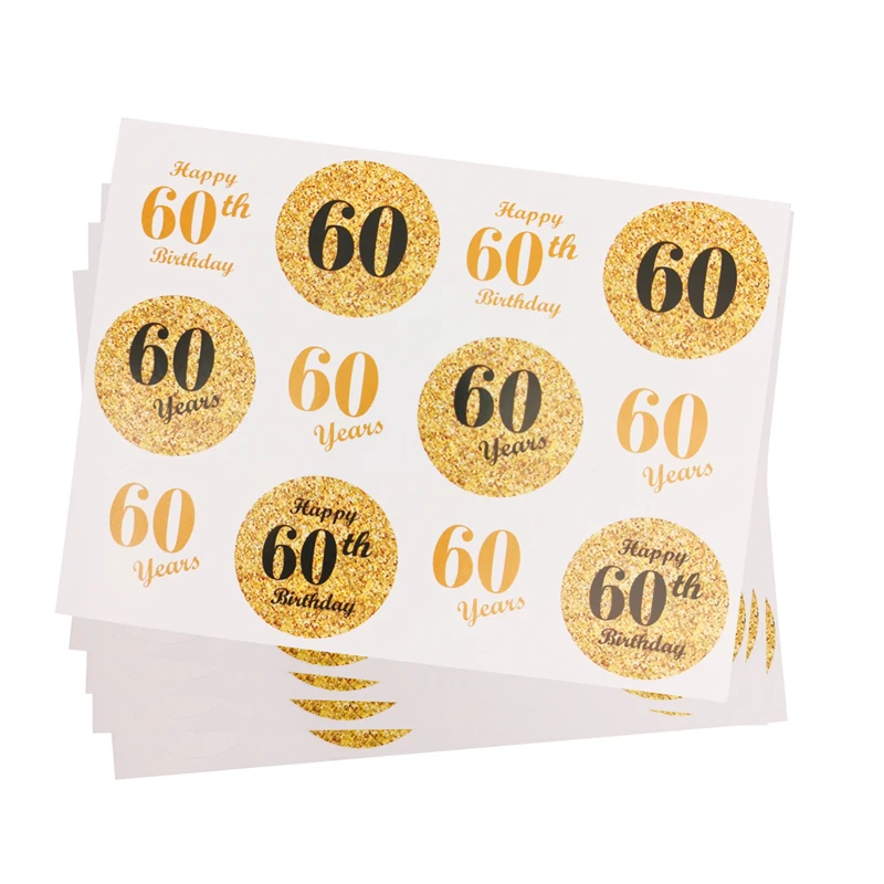 1 Beutel Gold, Durchmesser 4 cm, „Cheers“-Aufkleber zum 30., 40., 50., 60. Geburtstag, Papieraufkleber, Happy Birthday Party Siegelaufkleber, Geschenkaufkleber, Dekoration zum Jubiläum – Detail 8