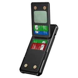 Card Slot Holder Phone Case For iPhone 15 Pro Max Plus Flip Wallet Cards Pocket Stand Bracket Soft TPU & PU Leather Back Cover