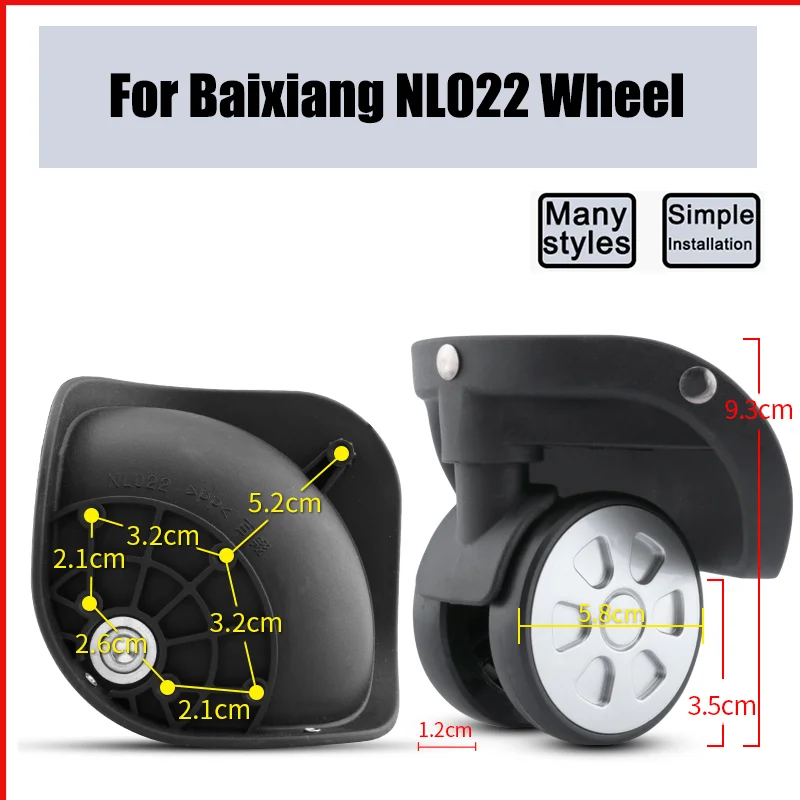 

For Baixiang NL022 Universal Wheel Replacement Suitcase Smooth Silent Shock Absorbing Wheel Accessories Wheels Casters Repair