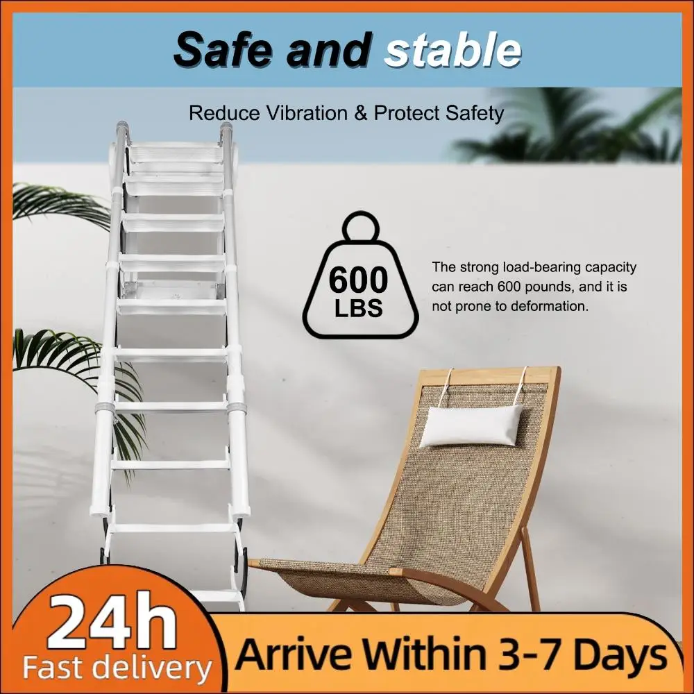 

Wall-Mounted Folding Stairs with Handrails Telescopic Attic Ladder Retractable Loft Ladder for Attic Basement Warehouse