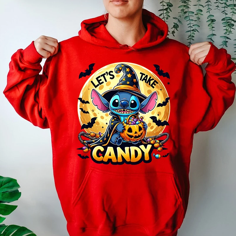 

Halloween Stitch Printed Women's Autumn and Winter Hoodies Plus Fleece Sweatshirt Loose Tops