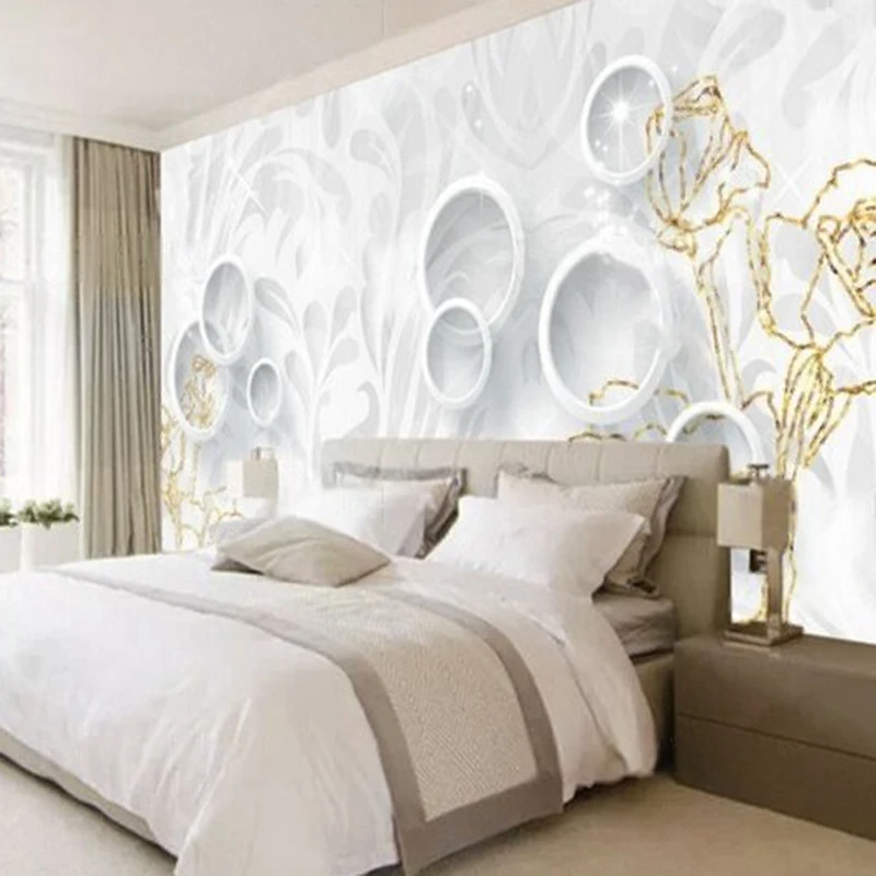Modern and fashionable 3D simple three-dimensional golden rose beautiful and dreamy TV luxurious home decoration background wall