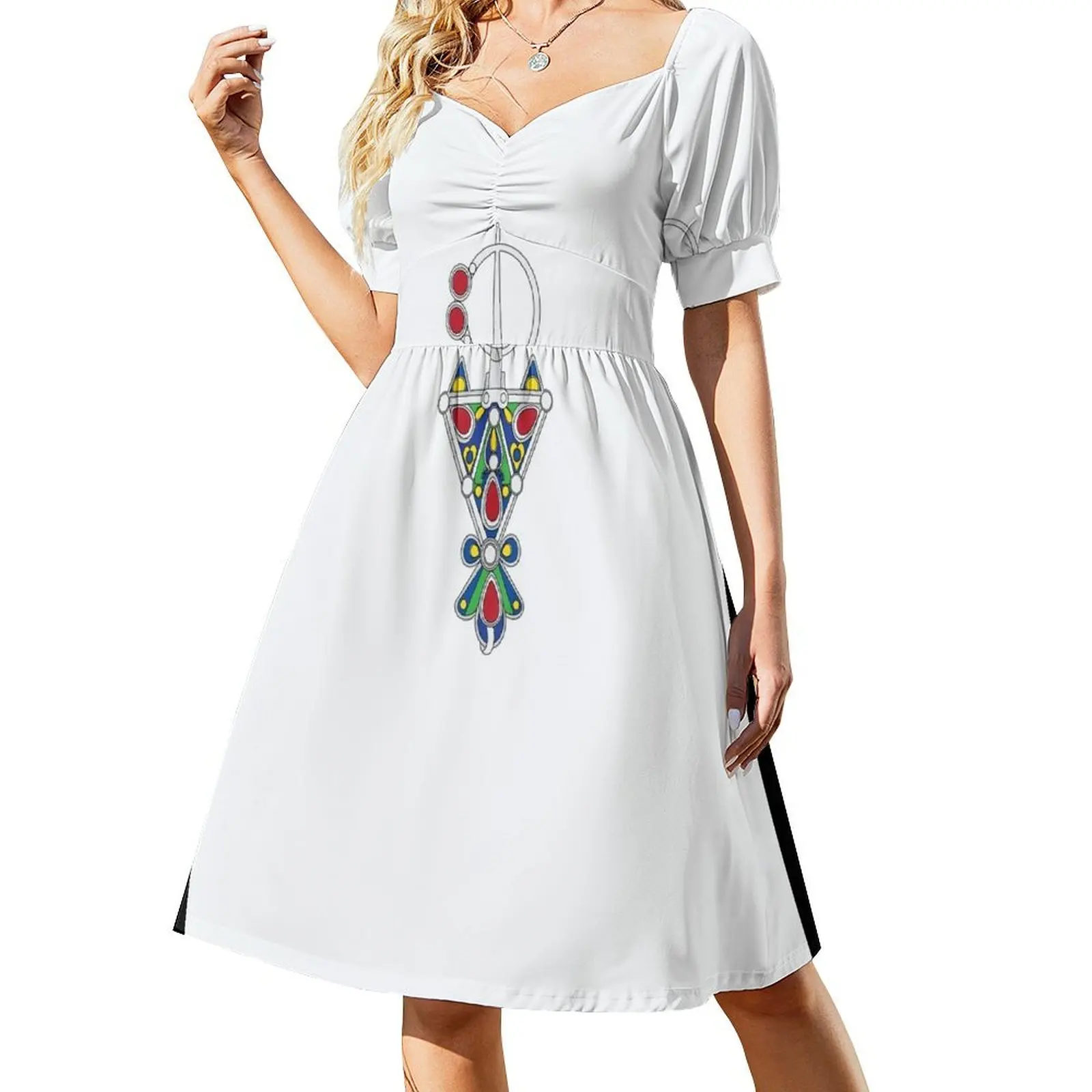 Amazigh Berber kabyle Symbole Short Sleeved Dress women's evening dresses Evening dresses Dress